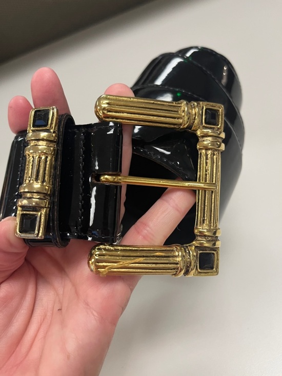Source Unknown Black Patent Belt with Gold Ornate Buckle M/L main image 14